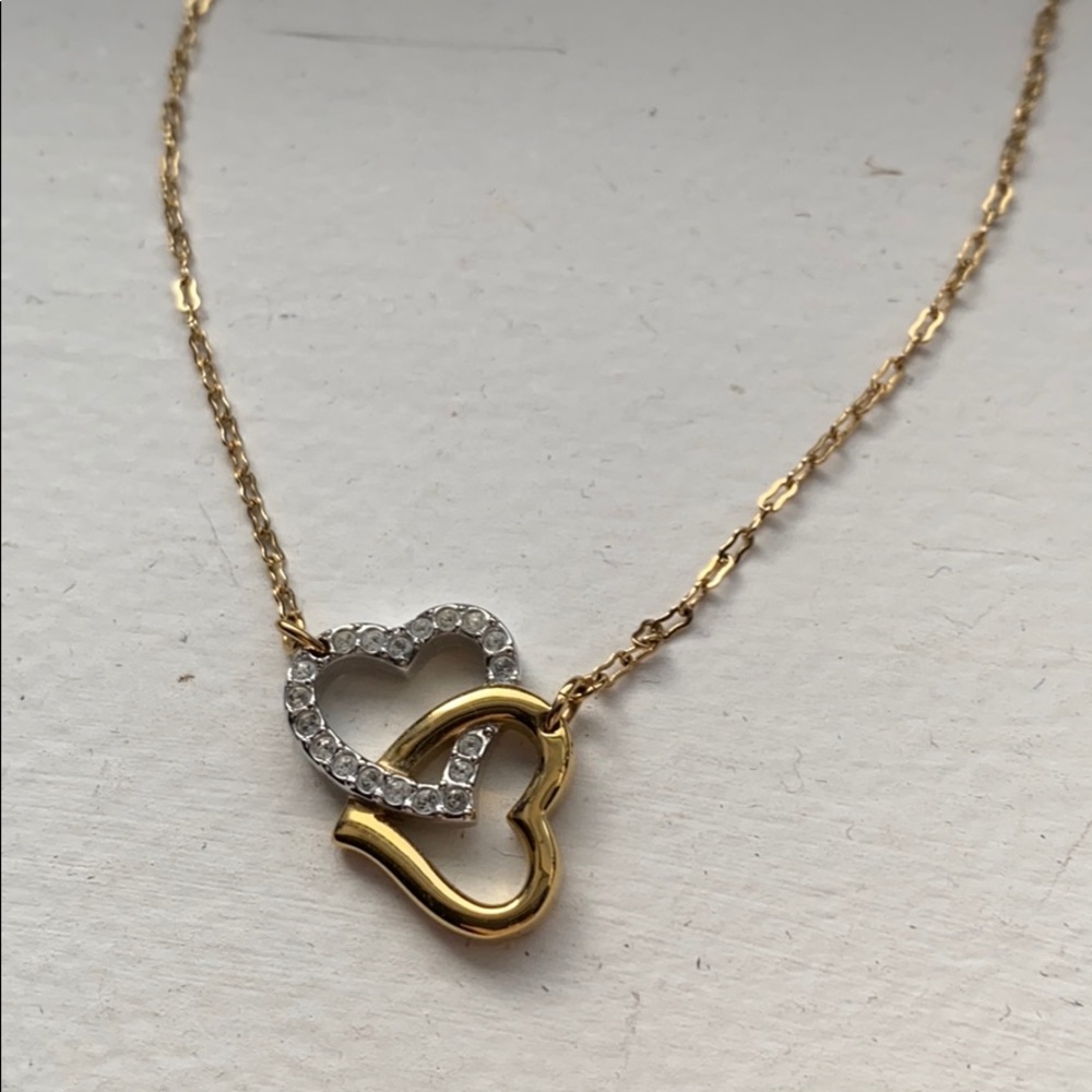 gold and silver heart necklace